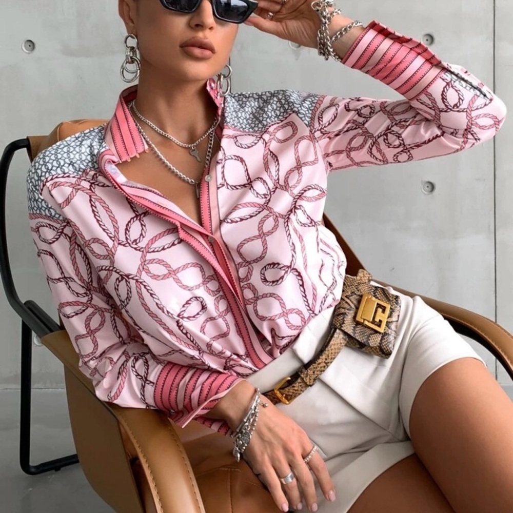 New Stylish Pink Patterned Women's Top